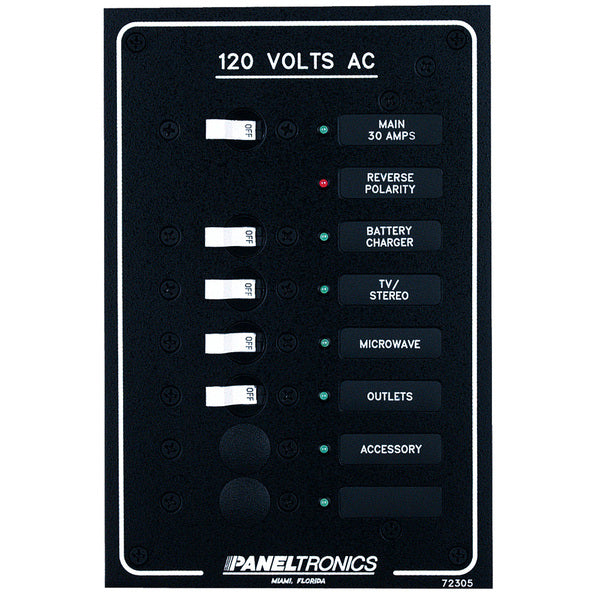 Paneltronics Standard AC 6 Position Breaker Panel & Main w/LEDs