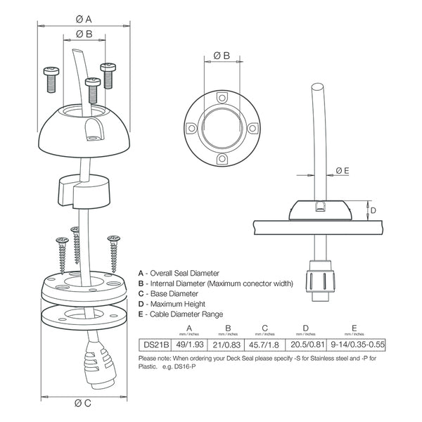 Scanstrut DS21B-P Vertical Cable Seal