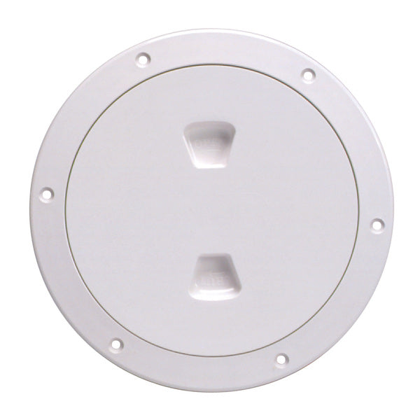 Beckson 6" Smooth Center Screw-Out Deck Plate - White