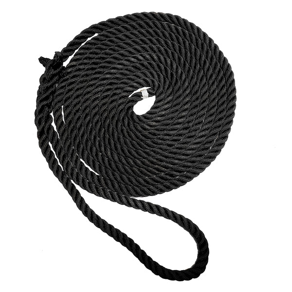 New England Ropes 3/4" Premium 3-Strand Dock Line - Black - 35&