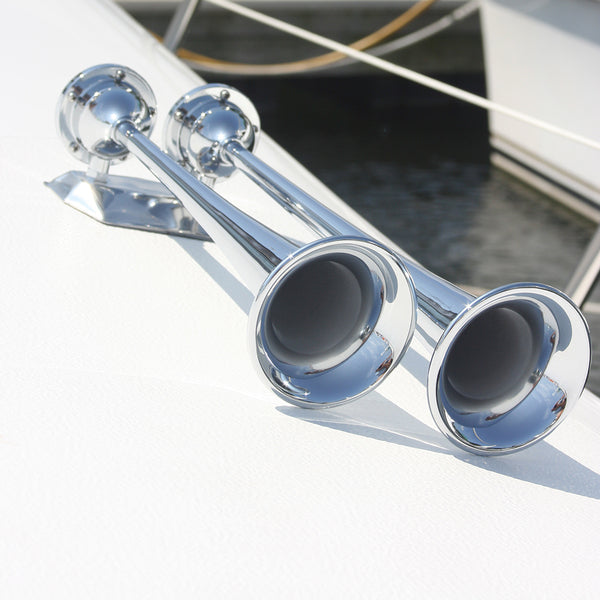 Marinco 24V Chrome Plated Dual Trumpet Air Horn