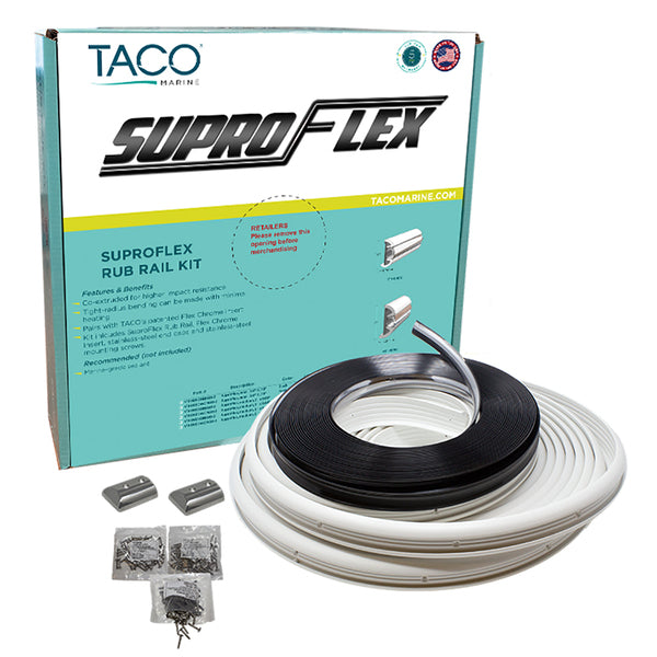 TACO SuproFlex Rub Rail Kit - White with Flex Chrome Insert - 2"H x 1.2"W x 60&