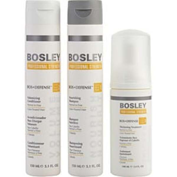 Bosley By Bosley Hc_gift Set-3 Piece - Bos Defense Nourishing Shampoo For Color Treated Hair 5.1 Oz & Bos Defense Volumizing Conditioner For Color Treated Hair 5.1 Oz & Bos Defense Thickening Treatment For Color Treated Hair 3.4 Oz For Anyone